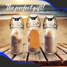 4 Oz Flip Top Glass Bottle Stopper Set| 20 Pack  Round Swing Top Glass Bottles For Juicing /Shrink Wrap, Paper Tags + String, Foldable Funnel, Cleaning Brush & Gold Glass Marker - 20 - View 5