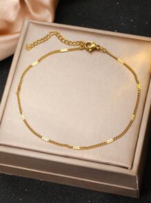 1pc Minimalist & Elegant Polished Stainless Steel Anklet, Fashion Foot Jewelry, Gift For Travel & Beach