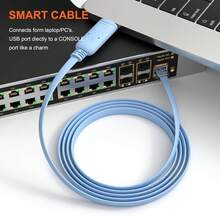 Cable de consola USB, cable de consola de USB a RJ45 para enrutadores/AP/interruptores Cisco, Windows, Linux (Azul) - Celeste - Ver 3