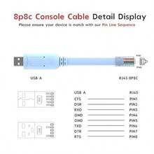 Cable de consola USB, cable de consola de USB a RJ45 para enrutadores/AP/interruptores Cisco, Windows, Linux (Azul) - Celeste - Ver 7