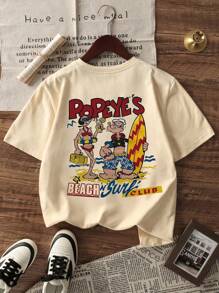 1pc Casual Printed Round Neck Short Sleeve T-Shirt For Older Boys, Summer Student Youth Apparel - An Eye-Catching T-Shirt That Brings Joy And Happiness To Every Child!