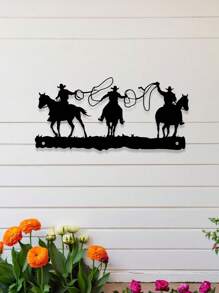 Western Cowboy Metal Wall Art - Modern Minimalist Decor, Rust-Proof & Durable, Perfect For Bedroom, Living Room, Bathroom, Kitchen - Black, Western Home Decor