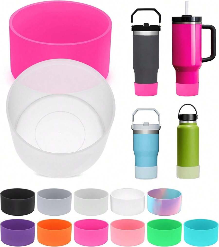 PICcircuit 2PCS For  Boot, Silicone Bottom For  Adventure 40oz 30oz IceFlow 20oz 30oz Bottle&For Hydroflask Tumbler 12-24oz For  Cup Accessories Avoid Scratches&Noise - 玫瑰 - 查看 1