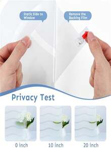 Window Privacy Film, Frosted Glass Window Film, Decorative Striped Glass Cling, Removable Static Cling Front Door Cover, UV Blocking Privacy Sticker, Wave Pattern - White - View 7