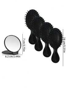 6/12 piezas Espejo de maquillaje pequeño y redondo, plegable y portátil, para uso diario y de viaje, regalo para el Día de la Madre (Negro)