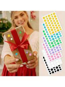 1120/840/560/280 Pcs Star Stickers, Back To School,Halloween & Christmas Decoration Stickers, Colorful Five-Pointed Star Stickers For Party, Holiday Photo Decoration, Face Decor Stickers (1 Sheet Per Color), For Decoration Only (Not For Makeup)2000/1400/160/80/40