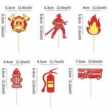 Decoraciones de pastel de cumpleaños de bombero, decoración de pastel de camión de bomberos y bombero, decoración de fiesta de cumpleaños con temática de bomberos, adorno para pastel - Multicolor - Ver 14