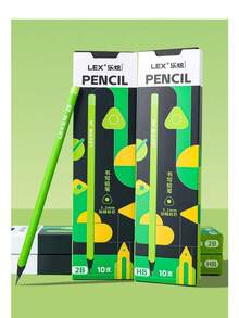 1 套 10 支装 3.2 毫米粗铅笔，带绿色三角形笔杆，HB 2B 铅，适合学生和儿童，用于学校用品，返校 - 彩色 - 查看 7