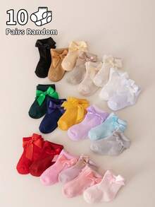 12pcs Bow Decorated Short Socks Suitable For 0-5 Years Old Baby Girls - Multicolor - View 51