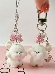 可爱植绒贵宾犬手机挂件，少女蝴蝶卡通动物包包挂件，背包钥匙扣，小礼物学校汽车配件哥特 Y2k - 彩色 - 查看 5