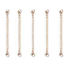5pcs(5-15cm) Rose Gold Necklace Extenders, Alloy Necklace Extenders For Necklaces, Delicate Necklace Extender Chain Set For Women Necklaces, Bracelets, Anklets And All Kinds Of DIY Jewelry Making