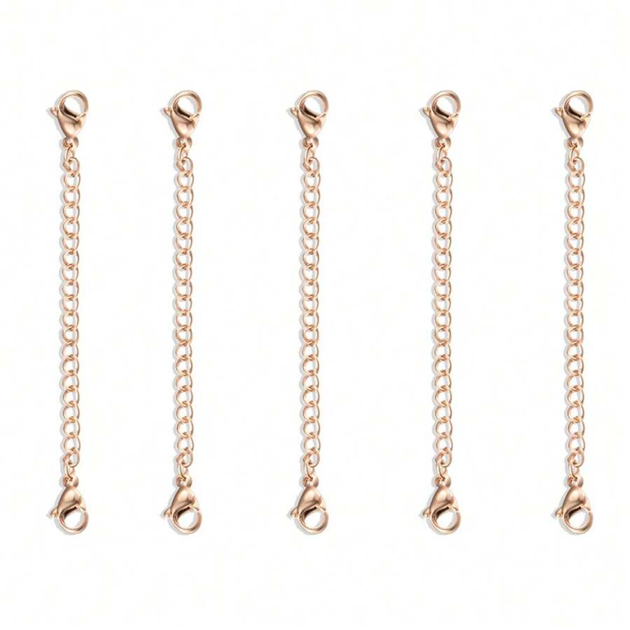 5pcs(5-15cm) Rose Gold Necklace Extenders, Alloy Necklace Extenders For Necklaces, Delicate Necklace Extender Chain Set For Women Necklaces, Bracelets, Anklets And All Kinds Of DIY Jewelry Making