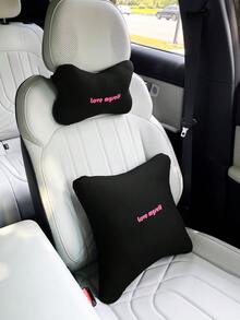 创意汽车头枕和腰部支撑垫套装，透气冰丝四季通用汽车颈部和背部支撑，驾驶时提供舒适感 - 彩色 - 查看 3