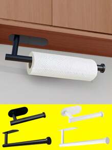 1PC Black Paper Tissue Rack, Punch Free Wall Mount With Adhesive For Easy Installation, Wall Mount For Kitchen, Towel Holder Under Cabinet Paper Towel Rack For Bathroom Kitchen Pantry Sink Balcony Toilet Paper Holder, Storage Rack For Cling Film/Foil, Slouchy Self-Adhesive