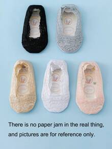 5 Pairs Girls Lace Non-Slip Liner Socks, Suitable For Summer - Multicolor - View 7