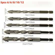 3 件套 4 齿偏心钻头，钢齿钻头，适用于金属、不锈钢、陶瓷、混凝土、玻璃、瓷砖 - 查看 3