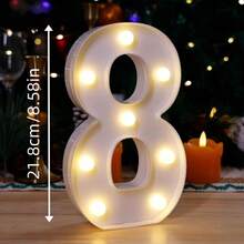 1 个 LED 发光数字灯，高 21.8 厘米，适合 16、18、21、30、40、50、60、70、80 岁生日装饰，装饰性 LED 数字灯，生日派对装饰，电池供电的 LED 装饰，适合生日、周年纪念、婚礼、圣诞节、情人节、毕业典礼和新年庆祝活动、家庭聚会、节日装饰、酒吧、咖啡厅、房间装饰，送给朋友和家人的好礼物（暖白色，不含电池，免费组合）