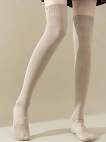 1 para nowych damskich skarpetek za kolano, gruba termiczna podszewka, ciepłe skarpetki za kolano na jesień i zimę, Y2k