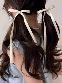 1件天鹅绒发饰，长尾蝴蝶结发夹，可爱发夹，马尾夹，鳄鱼夹，爪夹，发夹，发卡，发饰，发卡，发饰，学习用品