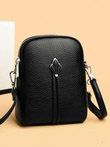 Bolso de mano de unicolor y suave para mujer, bolso de hombro cruzado de lujo de 2025 para mujer
