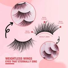 9 Pares de Cílios Postiços Estilo Olho de Gato Curtos e Macios de Fio e Meia Pálpebra, Falsos de Mink 3D, Adequados para Maquiagem Natural, Tiras de Cílios, Cílios, Cílios Postiços