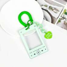 1pc Acrylic Creative Card Holder, Photo ID Badge Protection Case With Double Loop Retractable Lanyard Acrylic Pendant,School Supplies,Back To School - Multicolor - View 11