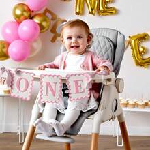 一周岁生日椅背横幅、字母横幅、背景幕布、男孩/女孩一周岁生日丝带横幅、仙女宝宝拍照道具派对装饰、迎婴派对、一周岁生日装饰、怀孕公告、一周岁生日、迎婴派对奶嘴、性别揭晓派对、迎婴派对游戏 - 彩色 - 查看 6