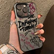bandai Funda de teléfono personalizada con doble sombra y diseño desordenado en inglés compatible con iPhone 16 Pro Max, 15, 14, 13, 12, 11