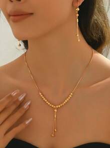 3 PiecesSet Fashionable Unique Elegant Retro Tassel Pendant Necklace Set For Women