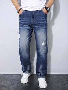 Fashion Design Straight-Leg Jeans Teen Boy - Medium Wash - View 2