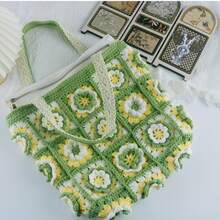 手工钩编紫藤手提单肩包、通勤钱包、女士礼物