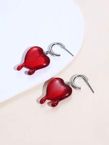 1 件奢华小众设计心形耳环，适合女性日常佩戴