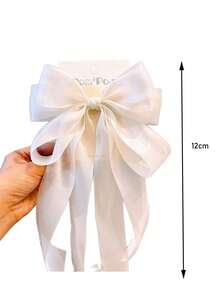 1 chiếc kẹp tóc hình bướm bằng voan đính ngọc trai kiểu Hàn Quốc, phụ kiện tóc công chúa ruy băng thanh lịch. - Nhiều màu - Xem 4