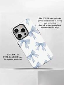 Blue Bow Mobile Phone Case, Designed With Delicate Ribbon Patterns And Soft Hues, Suitable For IPhone 16, 15, 14, 13, 12 And 11 Pro Models, Made Of TPU Material, And Provides Shockproof Protection. Perfect For Family, Friends, Children, Birthdays, Spring, Holidays, Boyfriends, Girlfriends, And Valentine's Day Gifts