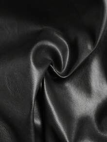 Women's PU Leather Midi Slit Skirt With Zipper Detail Elegant Party Wear Skirt For All Seasons - Black - View 4