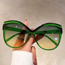Large Cat Eye Fashion Men's And Women's Glasses - Fashion Decorative Glasses, Round Lenses, Lightweight Design Suitable For Casual And Formal Clothing, Formal Accessories | Extra Large Glasses | Durable Frame - 黑灰色 - 查看 4