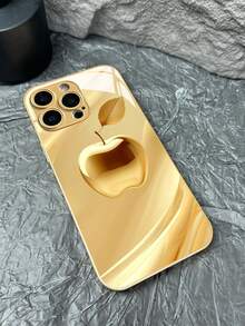 奢华金色水晶苹果图案钢化玻璃手机壳，精准开孔防摔保护套，金属漆工艺，高清玻璃背板防指纹9H防刮，兼容 16 Pro Max/15/14/13/12/11/Xs/Xr/X和Galaxy S25 Ultra/S24 Ultra/S23 Ultra/S22 Ultra/S21 Ultra/S20 Ultra - 彩色 - 查看 4