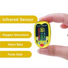 1pc Tri-Color Cute Rechargeable Fingertip Pulse Oximeter, Blood Oxygen Saturation Monitor With Pulse Rate And Fast SpO2 Readings, Oxygen Meter With Type-C Charging - Multicolor - View 3