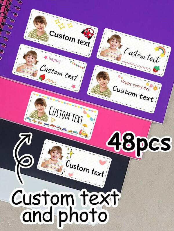 48-480Pcs Custom Photo And Text Label Stickers,Clothes Stickers,Personalized Name Tag Stickers,Stickers For Youths,Customized Picture Daycare Labels,Customizable Water Bottle Stickers,Stationery Stickers,Mailing Labels,Birthday Gifts,Campsite Tags,Teacher's Day,Invitation,School,Family,Son,Daughters,For School Supplies,Back To School,Multi-Functional,Ornamental,Reusable,Modern,Colorful,Cute,Vintage,Cartoon,Kawaii,Custom,Personalized,Unique,Customized,Workers,Clients,Students,For Business/Work/Office,For School,Desert Fall Cozy,Office Decor