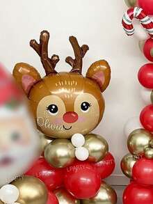 10 piezas/19 piezas/15 piezas Globos decorativos para fiesta de Navidad, renos gigantes, bastones de caramelo globos de papel de aluminio, globos rojos con forma de estrella de 18", globos transparentes de 24" (para envolver regalos), globos de látex rojos y dorados metálicos de 10", globos de látex rojos y dorados metálicos de 5", adecuados para Año Nuevo, Nochevieja, decoración de habitación 2026, arreglo interior - Multicolor - Ver 5