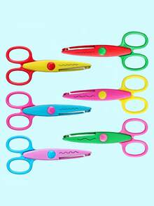 6/12 Pcs/Set Craft Scissors With Decorative Edges, ABS Resin Scrapbooking Scissors, 6 Patterns, Smooth Cutting, Fun And Colorful,School Supplies,Back To School