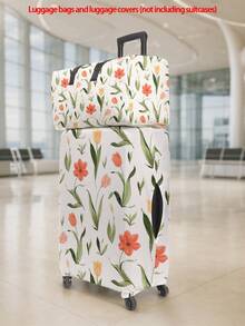 1pc Luggage Cover + 1pc Travel Bag, Plant Pattern Print, Unisex, Durable & Washable, Suitable For Travel, Family Visit Or Outing (Luggage Not Included) - Multicolor - View 11