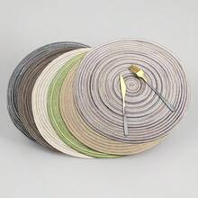 4pcs/6pcs/8pcs/11.8" Round Woven Placemat Set, Washable Kitchen Table Mat, Suitable For Family Gathering, Wedding, Party - Green - View 2