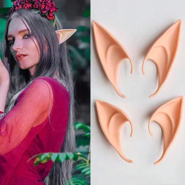 1 Pair Of High Fidelity Latex Elf Ears, Soft And Harmless Fake Ear Accessories, Fairy Angels, Cosplay Hooks, Halloween And Christmas Decorations, Prop Party Ghost City Sharp Ears For Role-Playing