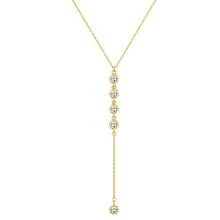 1pc Women's Lariat Gold Necklace, Delicate Long Necklace 14k Layered Cubic Zirconia Beaded Bar Chain Y Shape Body Chain Stackable Wedding Necklace Fashion Simple Gold Jewelry Gift - Vàng - Xem 4