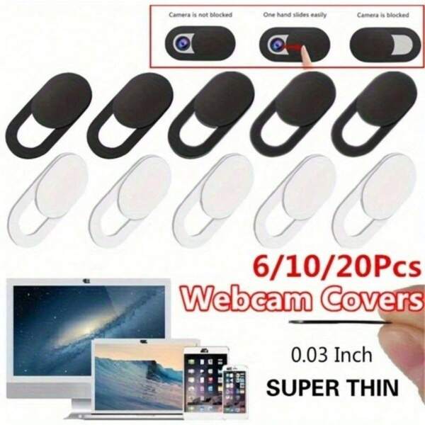 6/10/20 piezas Cubierta ultra delgada para cámara web Protector de privacidad deslizante Pegatina obturadora de cámara