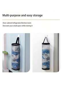 1pc Durable Plastic Bag Organizer Grocery & Trash Bag Holder, Space Saving Mesh Dispenser For Kitchen, Modern Easy Access Design Keeps Bags Neat & Breathable, Multipurpose Wall Mounted Home And Kitchen Storage Solution (Style Random)