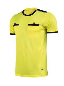2pcs Sports Referee Uniform, Football, Badminton, Table Tennis Training Breathable Short Sleeve T-Shirt + Quick Dry Sports Shorts With Pockets, Suitable For Training, Matches And Activities, Elastic Waist Pants