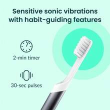 Toothbrush For Adults With Timer - Includes Extra Brush Head And Travel Cover Mount - Electric, Soft Bristle Refill Head, Metal Handle, 3 Month Battery Life - Travel Toothbrush - Silver - 石板 - 查看 3