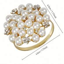 3 piezas Anillos para servilletas con flor de perla, Portaservilletas dorados, Soportes elegantes para servilletas con cristal, Adecuados para bodas, cumpleaños, Navidad, Acción de Gracias, decoración de mesa festiva
